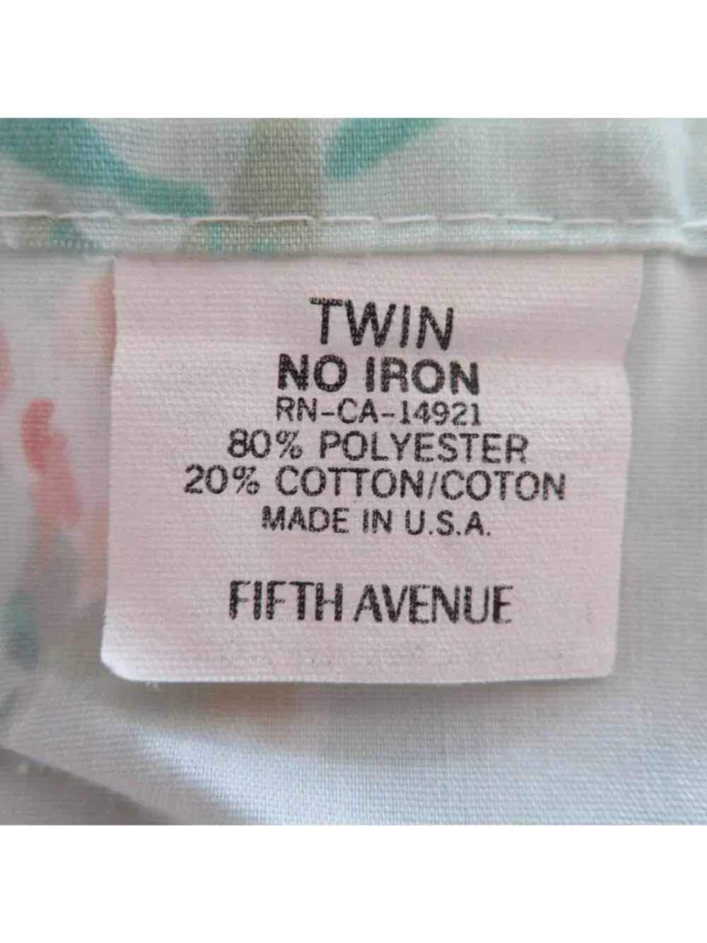 New Vintage Stevens Twin Floral Flat Sheet Ruffled Hem Percale No Iron USA Made
